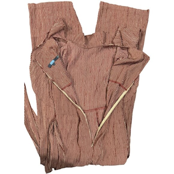 Eva France Womens Chic Jumpsuit S Brick Red White Striped Sleeveless Wide Leg - Picture 4 of 6